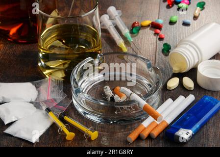 Variety of addictive substances, including alcohol, cigarettes and ...