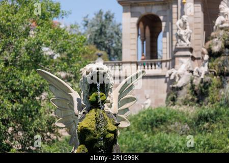 Detail of the Fountain designed by Josep Fontserè inside The Parc de la Ciutadella, Citadel Park, in Ciutat Vella Neighborhood in Barcelona, Catalonia Stock Photo