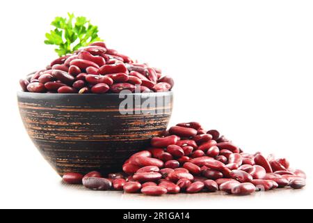 Composition with bowl of kidney bean isolated on white background Stock Photo