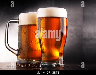 Composition with two glasses of beer Stock Photo