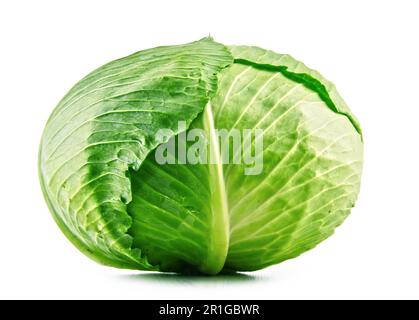 Fresh organic cabbage head isolated on white background Stock Photo