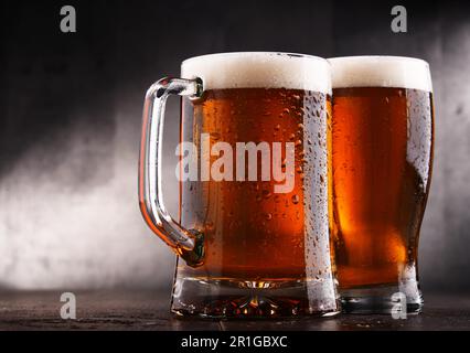 Composition with two glasses of beer Stock Photo