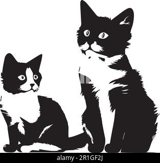 Two cat silhouette cat vector illustration. Stock Vector