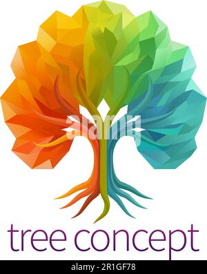 Rainbow Tree Abstract Stylised Concept Design Icon Stock Vector