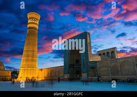 Po-i-Kalan or Poi Kalan, an Islamic religious complex located around the Kalan minaret in Bukhara, Uzbekistan Stock Photo