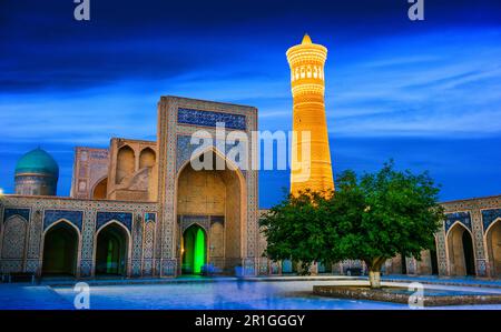 Po-i-Kalan or Poi Kalan, an Islamic religious complex located around the Kalan minaret in Bukhara, Uzbekistan Stock Photo