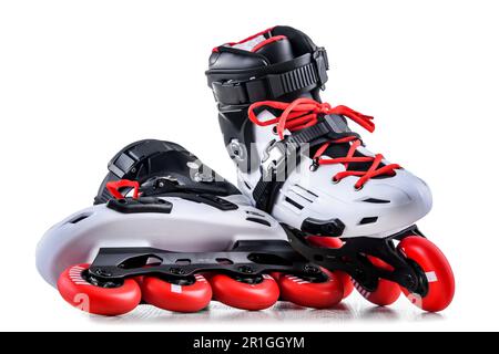 A pair of inline skates isolated on white background Stock Photo