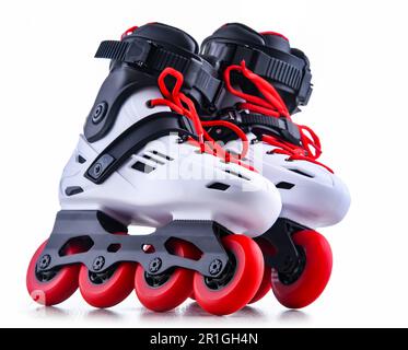 A pair of inline skates isolated on white background Stock Photo