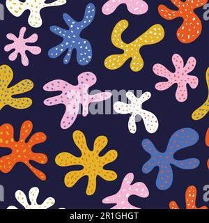 Funny childish doodle seamless pattern. Vector naive characters in scandinavian hand drawn cartoon style. Stock Vector
