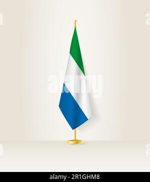 Waving flag of Sierra Leone on sky background. Template for ...