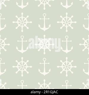Ship anchors vector seamless pattern. Boat accessories, vessel attributes monocolor background. Stock Vector