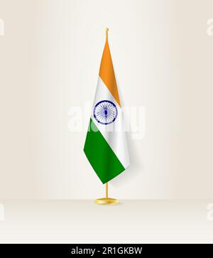 India flag on a flag stand. Vector illustration. Stock Vector