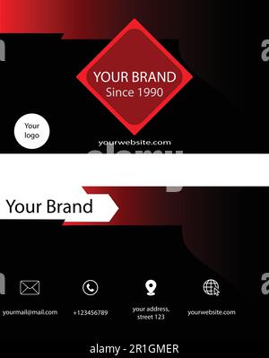 This Abstract Black and Red Business Card Corporate Identity Template features a modern and sleek design that is perfect for any business or individua Stock Vector