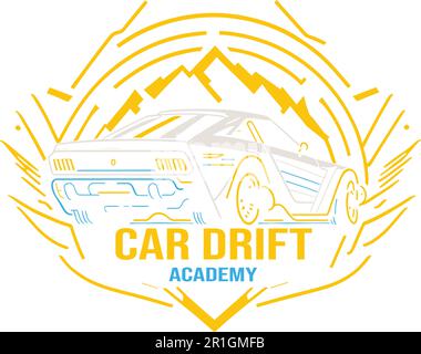 The Car Drift Academy Logo Template is a modern and dynamic design suitable for a car drifting school or academy. The logo features a sleek and styliz Stock Vector