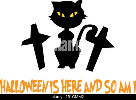 The 'Halloween Is Here, So Am I' T-Shirt Design is a fun and festive vector file that captures the spirit of Halloween. This high-quality design featu Stock Vector