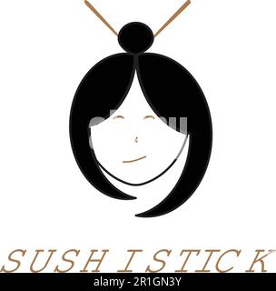 This Sushi Stick Logo Template is perfect for any restaurant that specializes in sushi or Japanese cuisine. The logo features a pair of chopsticks cro Stock Vector
