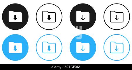Set of download folder icons. Vector illustration Stock Vector