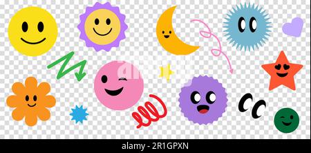 Set of Various Stickers. Cartoon illustration isolated on transparent background Stock Vector