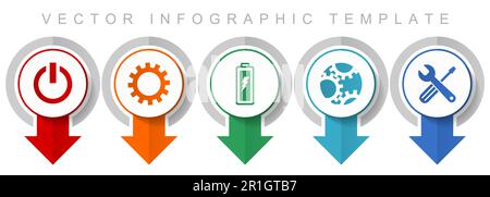 Industry icon set, miscellaneous pointer icons such as power, cogwheel, battery and tools for webdesign and mobile applications, modern design infogra Stock Vector