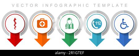 Healthcare icon set, miscellaneous pointer icons such as cadyceus, first aid, doctor, emergency call and wheelchair for webdesign and mobile applicati Stock Vector