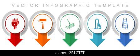 House services icon set, miscellaneous pointer icons such as plug, paint roller, broom, vacuum cleaner and ladder for webdesign and mobile application Stock Vector