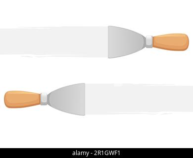 Putty knife for plastering spatula with wooden handle vector illustration isolated on white background Stock Vector