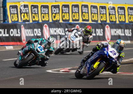 Portstewart, UK. 13th May, 2023. MICHAEL DUNLOP Navigating the Chicane at the Northwest 200 Race 2 Supersport Class bike. Davey Todd was the Winner of the race, with Richard Cooper second and Peter Hickman third Credit: Bonzo/Alamy Live News Stock Photo