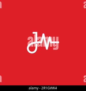 Letter J or JM and Heart Beat logo or icon design Stock Vector