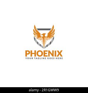 Phoenix and Shield logo or icon design Stock Vector