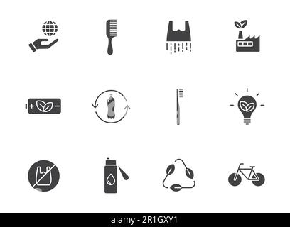 zero waste glyph vector icons Stock Vector