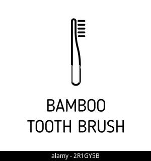 bamboo tooth brush outline vector icon Stock Vector