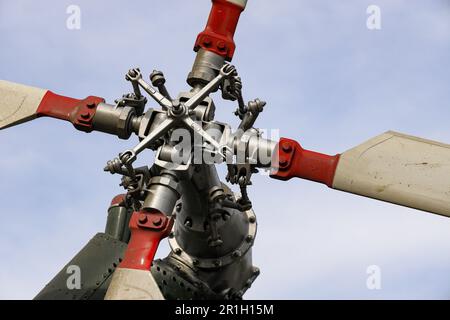 Closeup of helicopter tail rotor blade mechanism Stock Photo