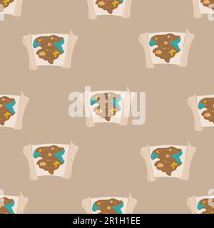 Hand drawn seamless pattern - treasure map. vector. Stock Vector