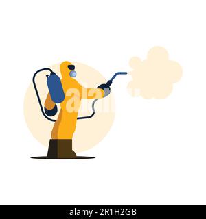 Welder with a gas mask Flat vector illustration on white background Stock Vector