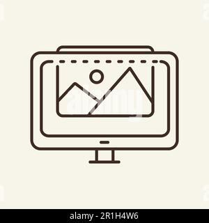 VR on computer line icon Stock Vector