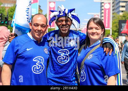 Chelsea fans on Wembley Way ahead of the Vitality Women's FA Cup Final match Chelsea FC Women vs Manchester United Women at Wembley Stadium, London, United Kingdom, 14th May 2023  (Photo by Conor Molloy/News Images) Stock Photo