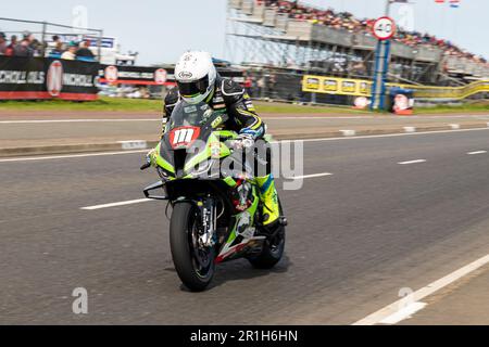 Portstewart, UK. 13th May, 2023. Brian McCormack who DNF (Did Not Finish) in the CP Hire Superstock class race at the Northwest 200. Positions Credit: Bonzo/Alamy Live News Stock Photo