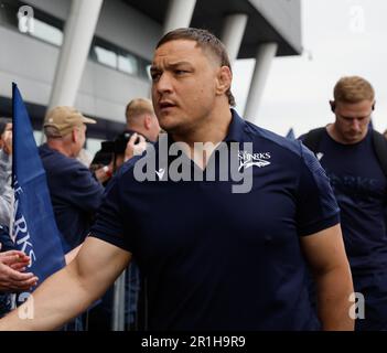 Salford, Lancashire, UK. 14th May 2023; Salford City Stadium, Salford, Lancashire, England; English Premiership Rugby Semi Final, Sale Sharks versus Leicester Tigers;  Coenie Oosthuizen of Sale Sharks Credit: Action Plus Sports Images/Alamy Live News Stock Photo