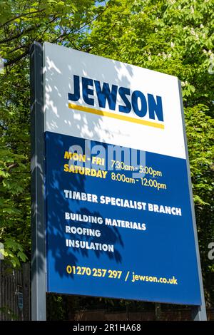 Close up of Jewson Building Supplies sign UK Stock Photo