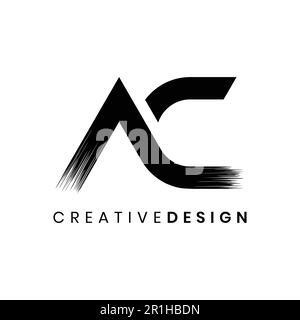 Modern letter AC logo design vector with brush stroke texture Stock Vector