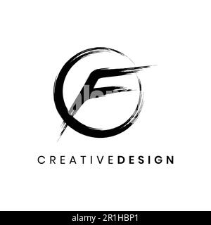 Hand drawn brush stroke letter F logo design vector Stock Vector
