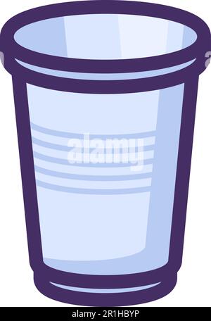 PVC glass for cold and hot drinks. Recycling of plastic production and packaging waste. Flat icon in stroke, element for infographics design. Simple c Stock Vector