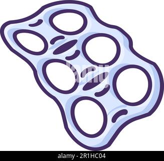 Element of plastic packaging of cans with beer and carbonated drinks. Flat icon in stroke, element for infographics design. Simple cartoon outline vec Stock Vector