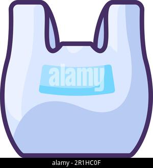 PVC cellophane bag with handles. Recycling of plastic production and packaging waste. Flat icon in stroke, element for infographics design. Simple car Stock Vector