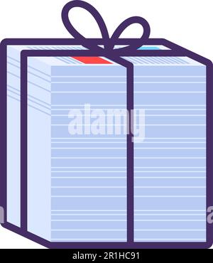 Stack of old newspaper sheets, archive of documents for recycling and disposal. Flat icon in stroke, element for infographics design. Simple cartoon o Stock Vector