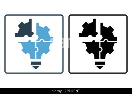 Problem solving icon illustration. Light bulb icon with gear. icon related to creative idea. Solid icon style. Simple vector design editable Stock Vector