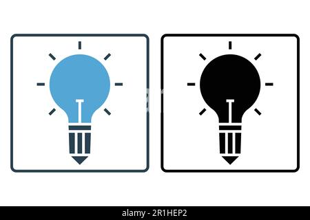 Creative idea icon illustration. Light bulb and pencil. design related to Smart writer logotype. Solid icon style. Simple vector design editable Stock Vector