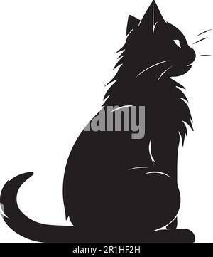 fluffy cat silhouette clip art