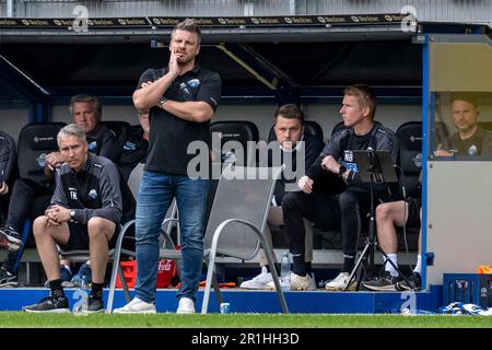 Paderborn, Germany. 14th May, 2023. Soccer: 2. Bundesliga, SC Paderborn 07 - 1. FC Heidenheim, Matchday 32, Home Deluxe Arena. Paderborn's coach Lukasz Kwasniok is watching the game. Credit: David Inderlied/dpa - IMPORTANT NOTE: In accordance with the requirements of the DFL Deutsche Fußball Liga and the DFB Deutscher Fußball-Bund, it is prohibited to use or have used photographs taken in the stadium and/or of the match in the form of sequence pictures and/or video-like photo series./dpa/Alamy Live News Stock Photo