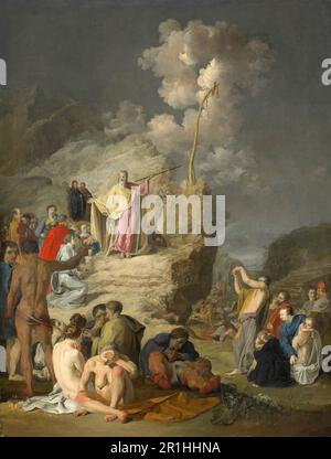 Story of Prophet Moses, Moses and the Brazen Serpent, Painting by Pieter Franz de Grebber, Historic, Digitally restored reproduction from an 18th or 19th century original. Stock Photo